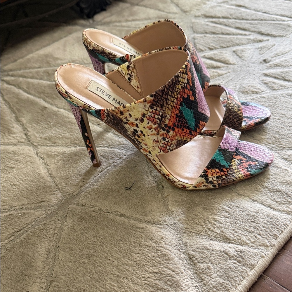 Steve Madden Mallory Multi Python-Print Mule Sandal